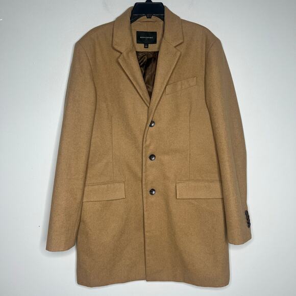 Banana Republic Men's Chesterfield Coat Sz L Camel Wool Blend Topcoat 3-Button - Picture 1 of 16